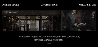 High quality 3 Piece Checkered Suit Set dark blue Stylish Business Office Wedding Formal Outfit Elegant full man dinner suit