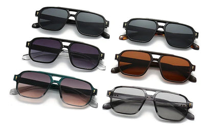 Double Bridges Square Sunglasses Women Gradient Shades UV400 Fashion Brand Designer Rivets Men Sun Glasses