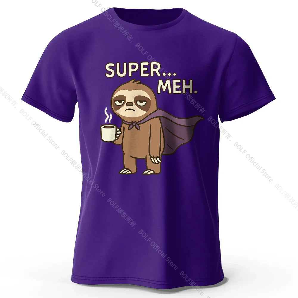 Men's Super Meh Printed T-Shirt 100% Cotton Oversized Apathetic Graphic Tees for Women Summer Tops Slacker Streetwear