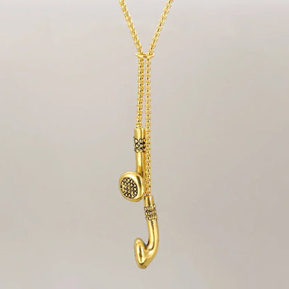 Fashion Necklace Hip-hop Kirsite Music Headphones Earbuds Pendant Metal Men Clothing Accessories Necklace