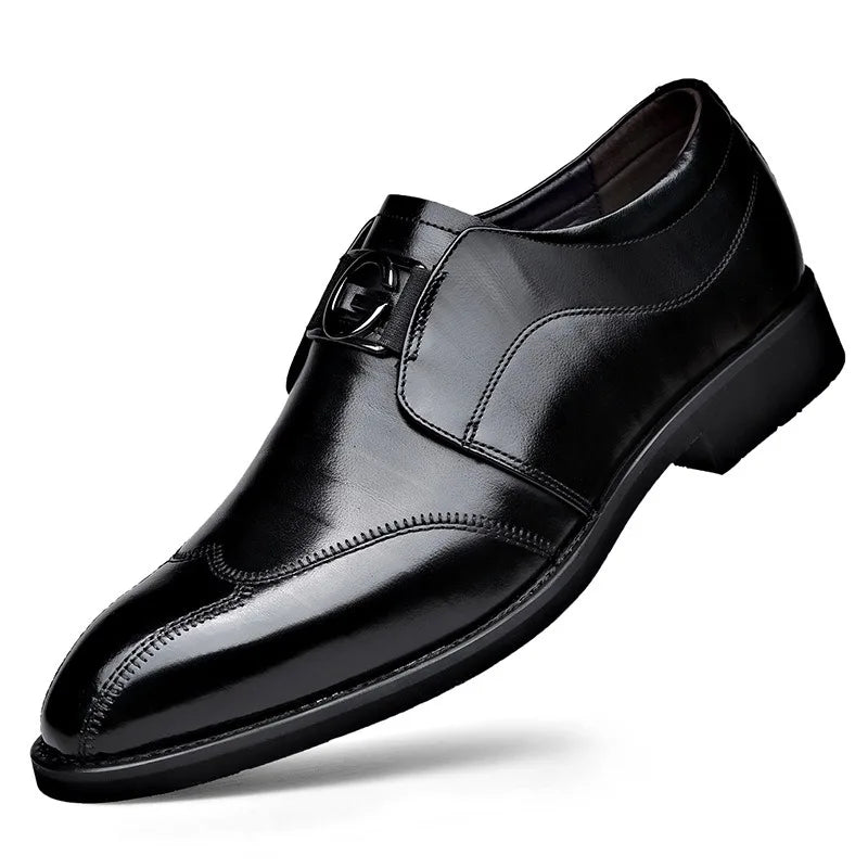 Men Casual Shoes Fashion Brand Classic Casual Men Leather Shoes Black Breathable Business Men Shoes Large Size