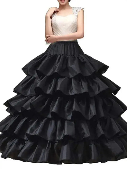 Full Shape Hoop Skirt 5 Ruffles Layers Ball Gown Petticoat Underskirt Slip for Wedding Dress Adjustable Waist