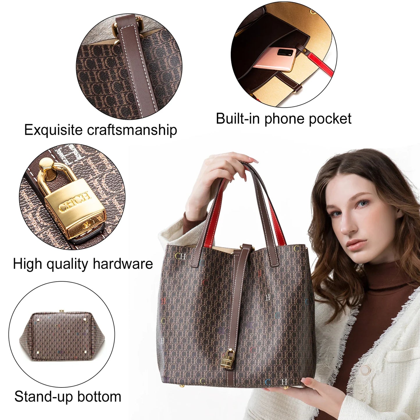 Women's Tote Bag Autumn New Large Capacity Coffee Color Commuter Women's Bag