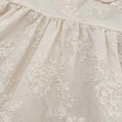 2026 Summer New Pure Cotton Embroidered Floral Short Sleeved Girl's Dress 2-6Yrs Versatile Adorable Korean Style Dress