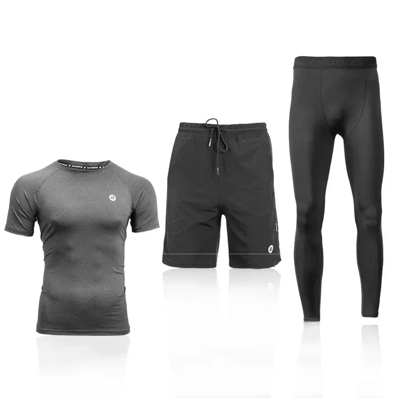 Men's Tracksuit Gym Fitness Running 5 Pcs/Set Quick Dry Sweat-absorb Compression Sport Suit Clothes Jogging Sport Wear