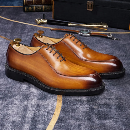 Elegant genuine leather British style toe shoes, men's shoes with carved red soles, business shoes, men's formal wedding dresses