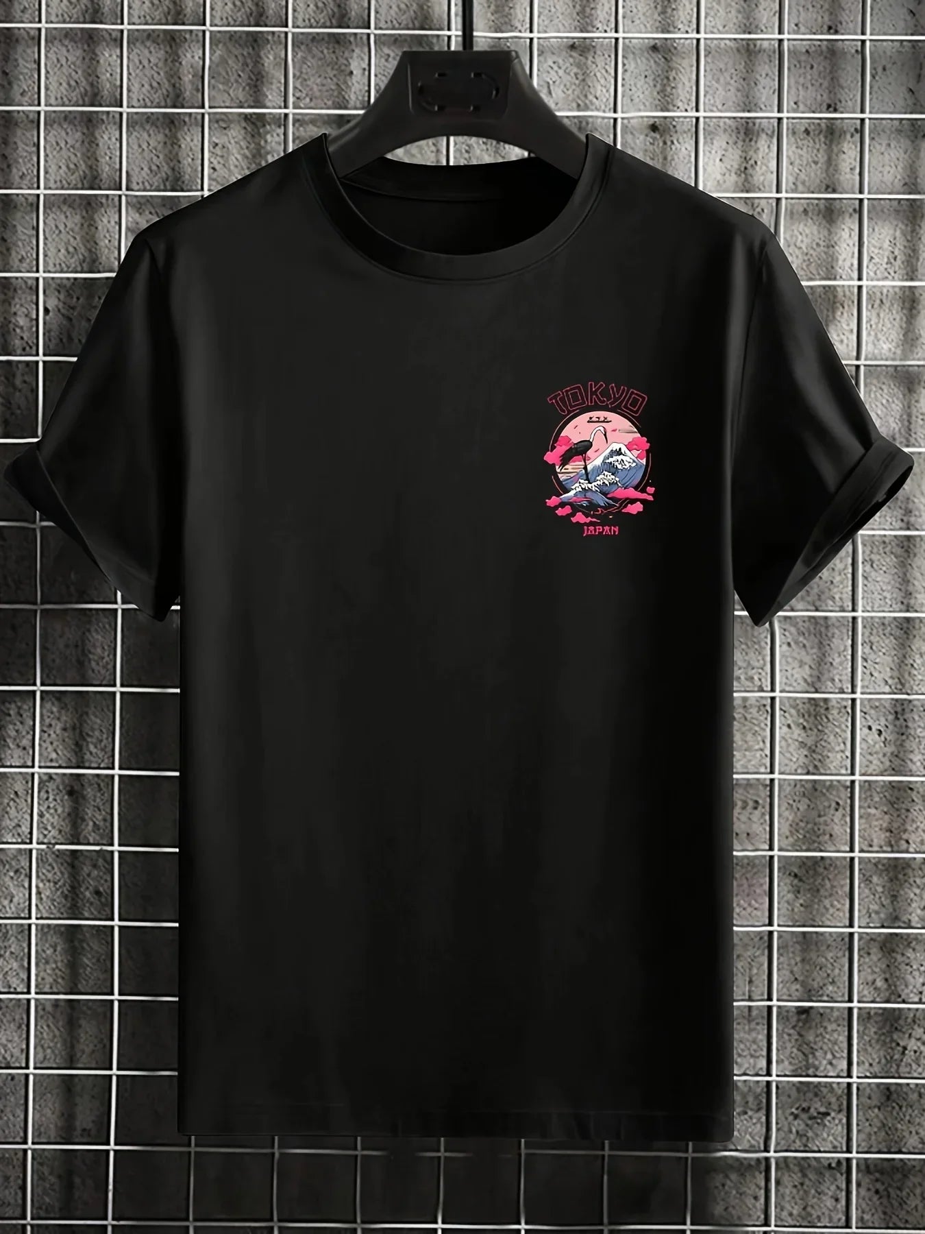 Men's summer 100% cotton Tokyo casual pattern printed fashionable and casual loose round neck short sleeved T-shirt top