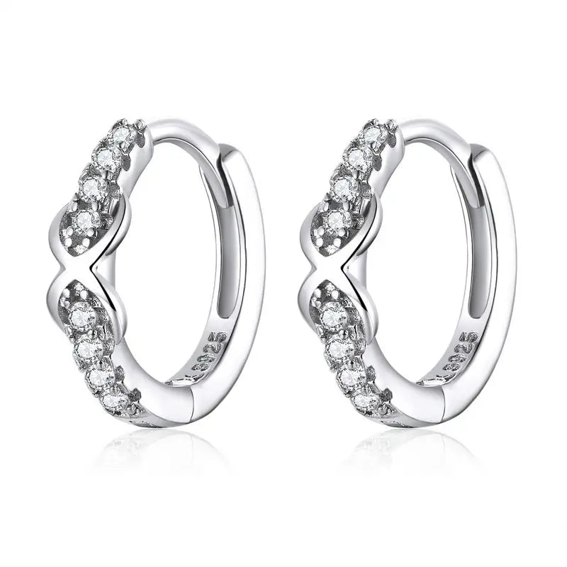 925 Sterling Silver European Simple CZ Ear Buckles Heart Hoop Earrings for Women Wedding Gift Minimalism Jewelry E737