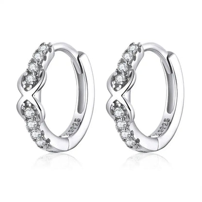 925 Sterling Silver European Simple CZ Ear Buckles Heart Hoop Earrings for Women Wedding Gift Minimalism Jewelry E737