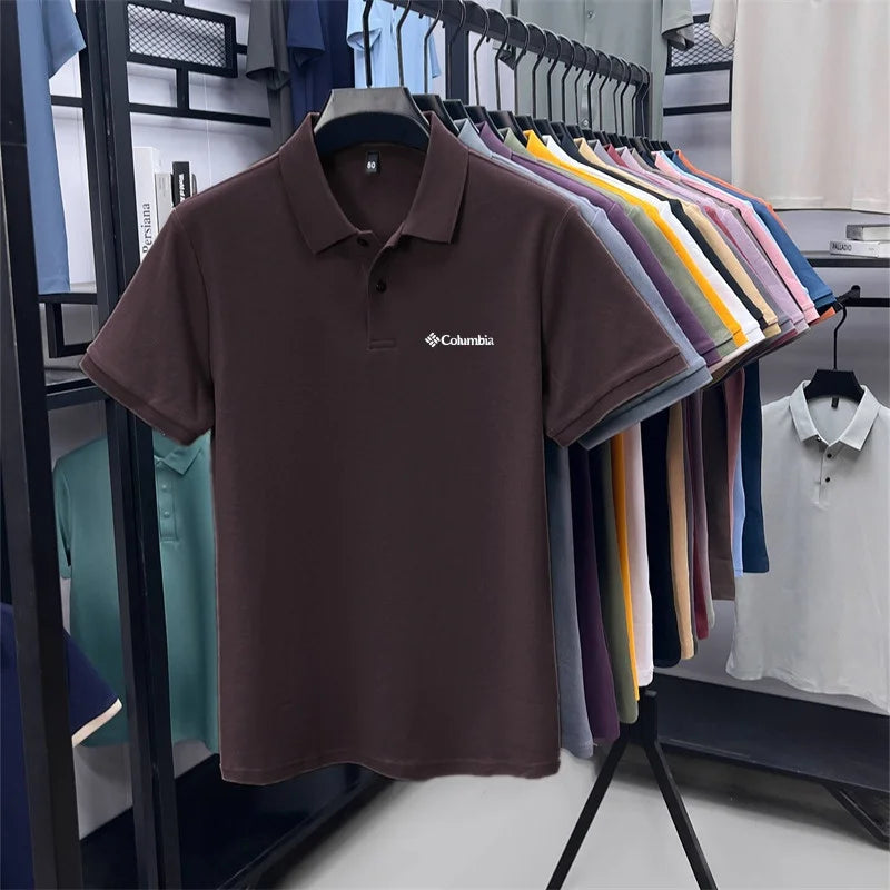 Cotton100% Men's Summer Luxury High Quality Short Sleeves Polo Shirt Letter Printing 25colors Brand T-Shirt Business Men's Wear