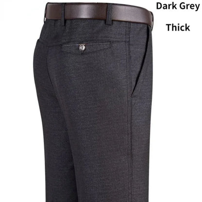 Men's Summer Thin Business Casual Pants Autumn Fashion Solid Gentle Thicken Trousers Male Brand Suit Pant Black Grey GOZBKF