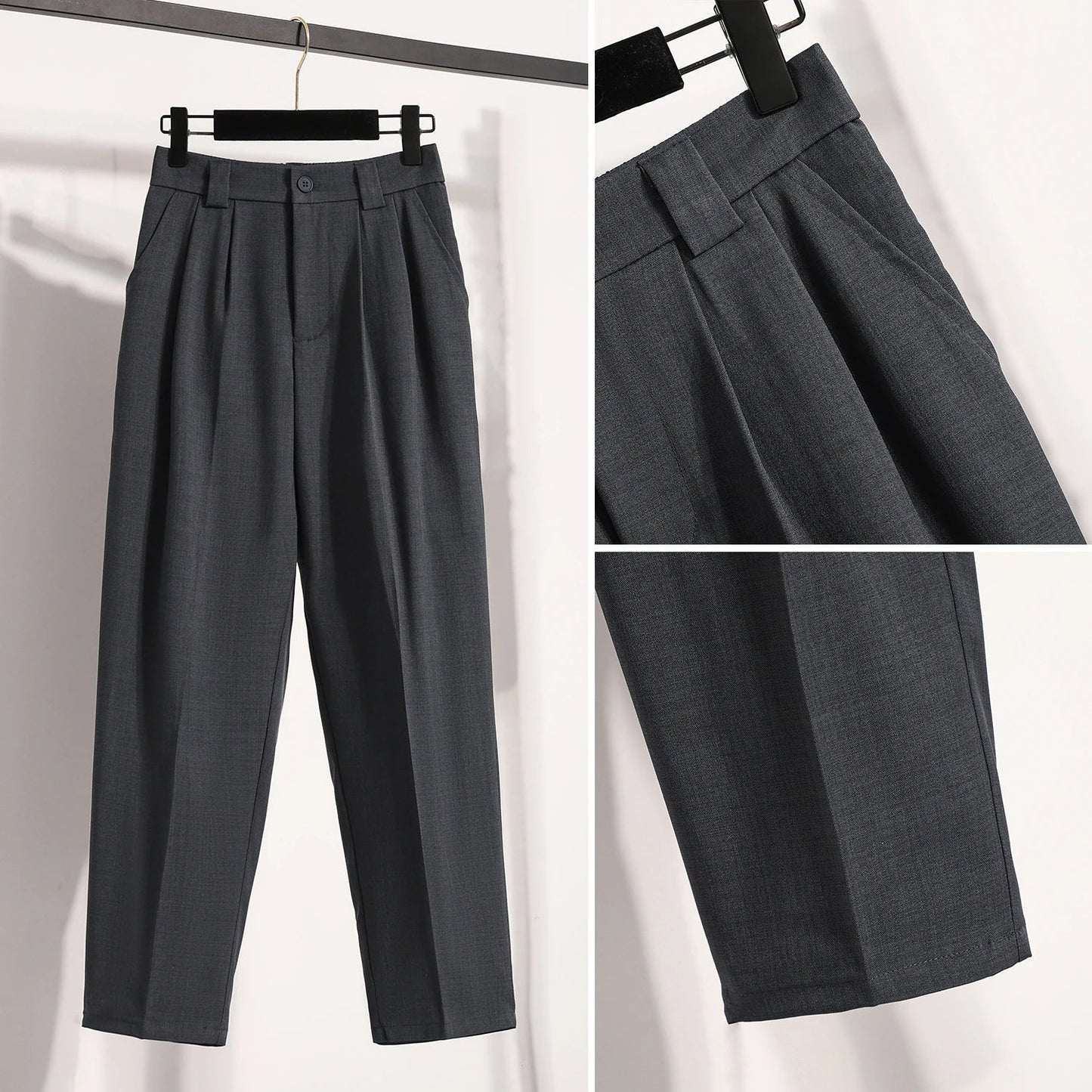 High Waist Suit Pants Women Gray Or Black Casual Trousers