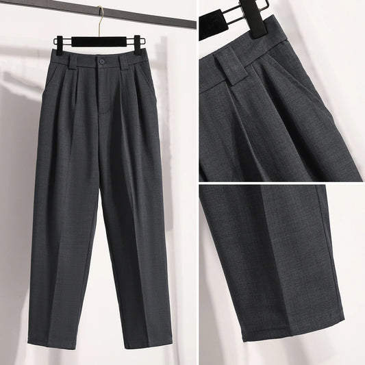 High Waist Suit Pants Women Gray Or Black Casual Trousers