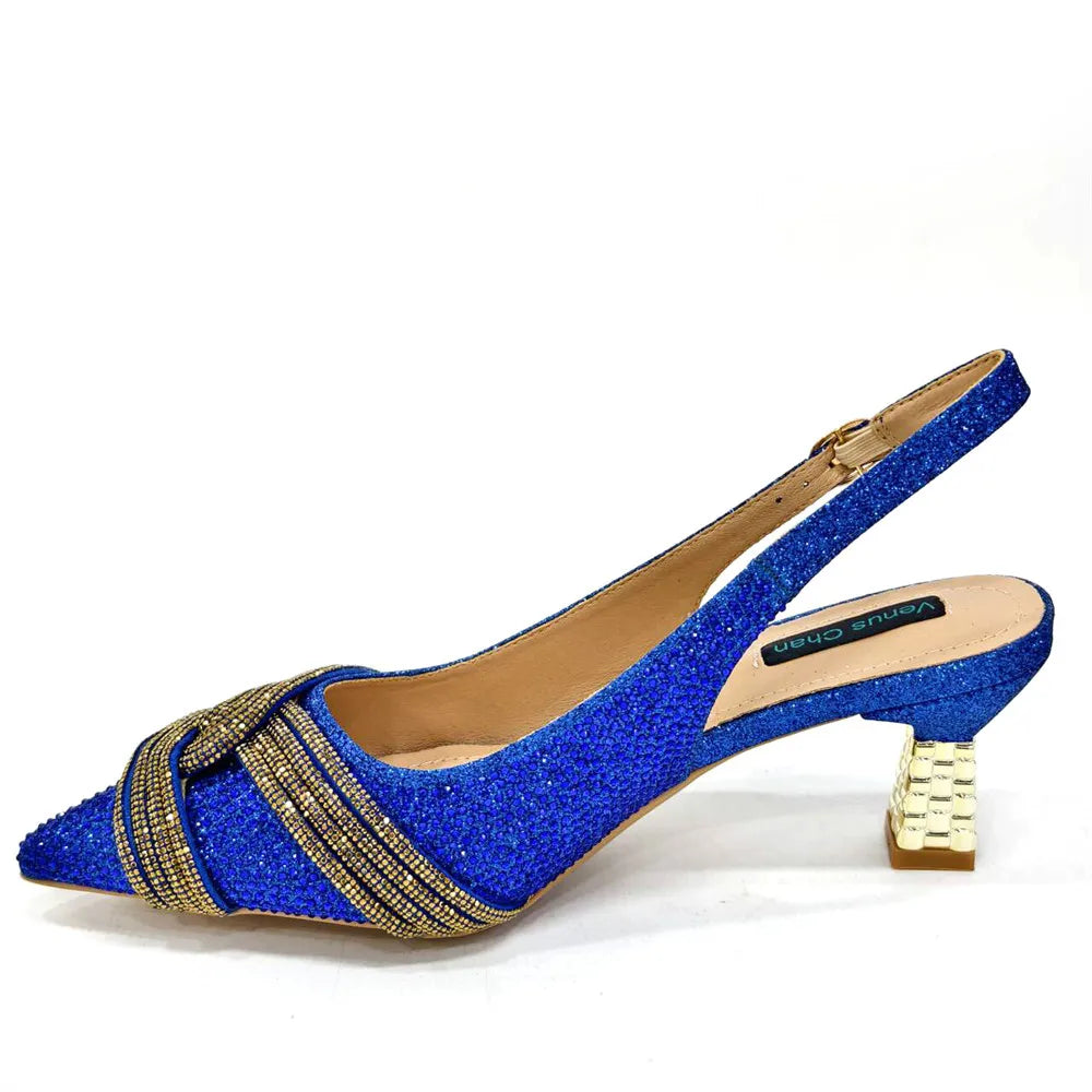 Temperament New Women's Shoes Wedding Shoes Ladies Dress Shoes Rhinestone Leather Italian Elegant Women Party Pumps