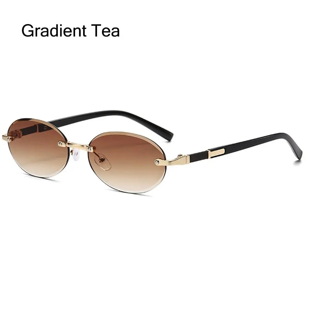 Rimless Rectangle Sunglasses Fashion Y2K Frameless Sun Glasses Shades for Women & Men