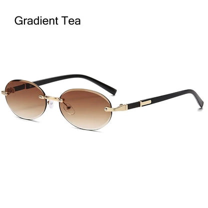 Rimless Rectangle Sunglasses Fashion Y2K Frameless Sun Glasses Shades for Women & Men