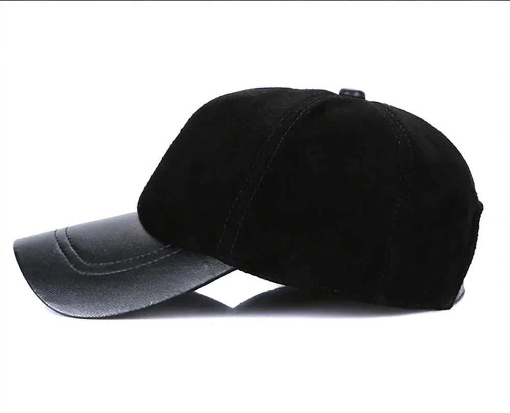New 2026 Street Hip Hop Hat Leather Hat Fashion Adult Leather Hat Men's Warm Leather Baseball Cap Male Men Outdoor Windproof Hat