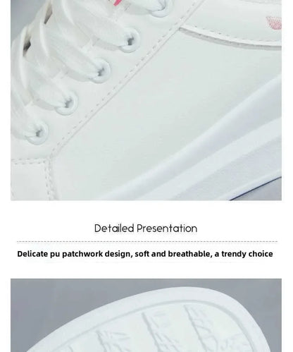 Childs Breathable Leather Panel Shoes Women Solid Color Versatile Kid Shoes Girls Autumn White Shoes Low Top Sports Casual Shoes