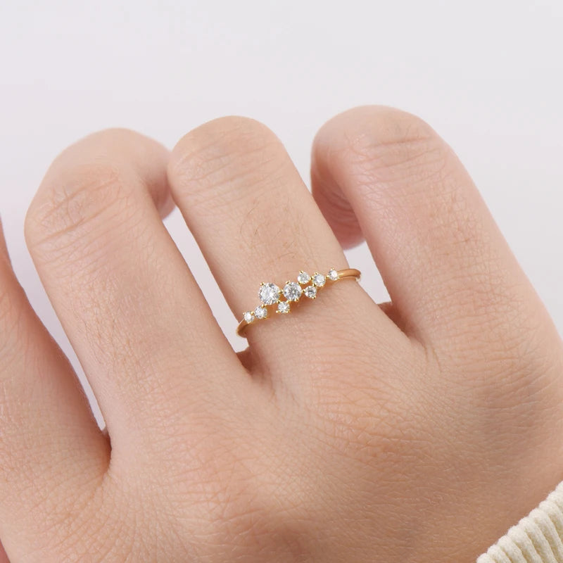 Colar e Anel de Diamantes Moissanite Prata Esterlina 925 Conjunto de Joias com Pingente de Aglomerado para Mulheres Anéis de Noivado Presente