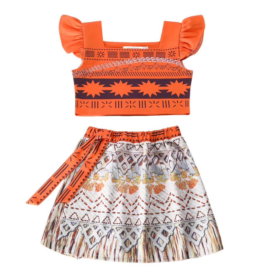 2024 New Movie Moana 2 Girl Dress Halloween Party Costume Princess Fancy Clothes Children Vaiana Outfit Dress