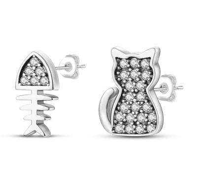 925 Silver Charms Plata De Ley 925 Jewelry Women Fashion Cute Tiny Clear Crystal CZ Stud Earrings Star Starfish Dolphin Earrings