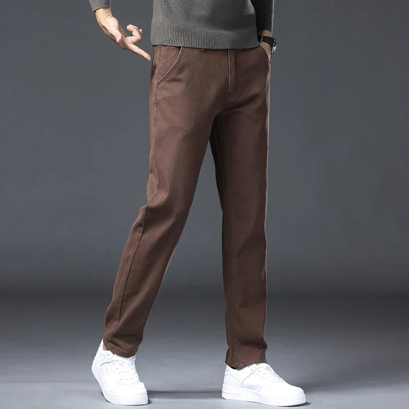 2026 new Cotton Elastic Men's Jeans Spring Fitted Straight Business Casual Trousers Soft Comfortable Fashion Korean Denim Pants