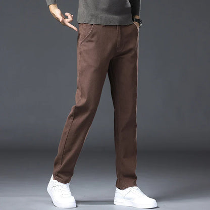 2026 new Cotton Elastic Men's Jeans Spring Fitted Straight Business Casual Trousers Soft Comfortable Fashion Korean Denim Pants