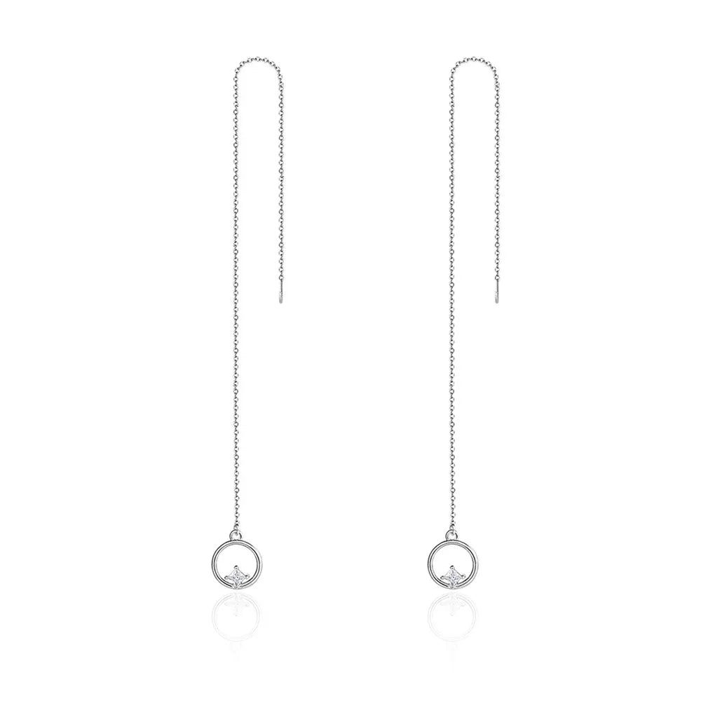 925 Sterling Silver European Simple CZ Ear Buckles Heart Hoop Earrings for Women Wedding Gift Minimalism Jewelry E737