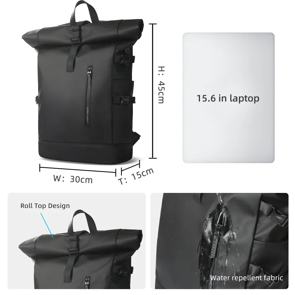 Expandable Travel Backpack Men Large Capacity Waterproof 15.6” Laptop Bag Hiking Rucksack Cycling Daypack Bag with USB Port