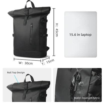 Expandable Travel Backpack Men Large Capacity Waterproof 15.6” Laptop Bag Hiking Rucksack Cycling Daypack Bag with USB Port