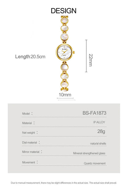 Luxury Ladies Watches Gold Small Dial Natural Shell Bracelet Clock Gifts For Women Lady Fashion Dress Quartz Wristwatch