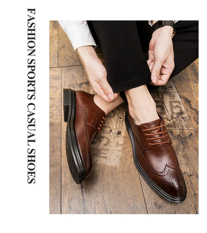 Clsssic Casual Business Shoes For Men Wedding Social Oxford Shoes Men's Dress Leather Office Formal Party Leather Brogues Shoes