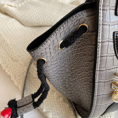 Cartoon Girl Handbag High Quality PU Leather Shoulder Bag for Women Pearl Crossbody Bag Designer Messenger Bag Female Satchel