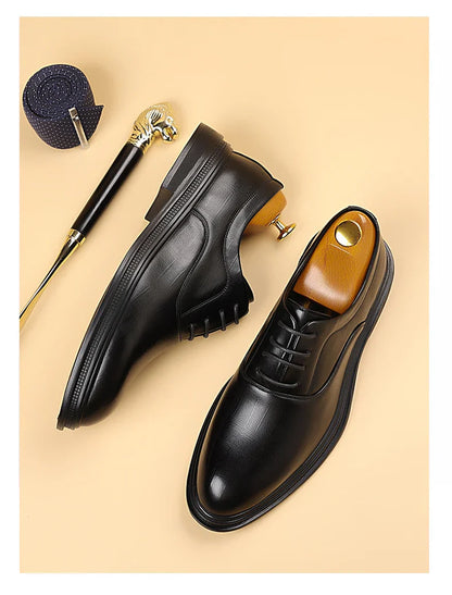 Men Dress Shoes Black Soft Leather Men Heighten Formal Shoes Casual Business Men Oxfords Suit Shoes