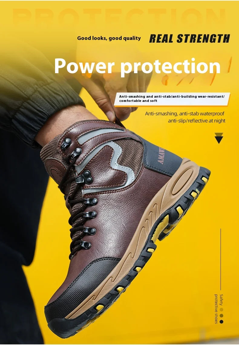 High Top Safety Shoes Men Steel Toe Work Shoes Men Women Work Safety Boots Anti Smash Safety Indestructible waterproof boots