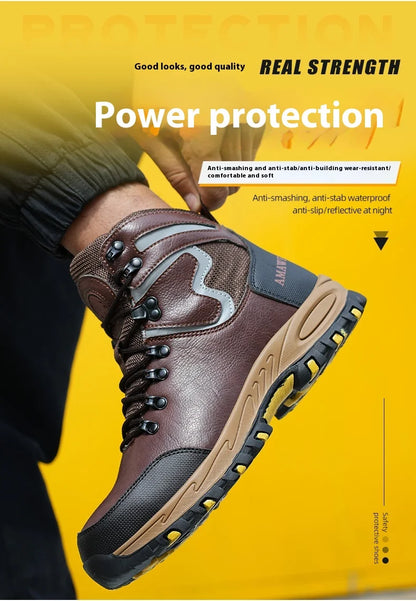 High Top Safety Shoes Men Steel Toe Work Shoes Men Women Work Safety Boots Anti Smash Safety Indestructible waterproof boots