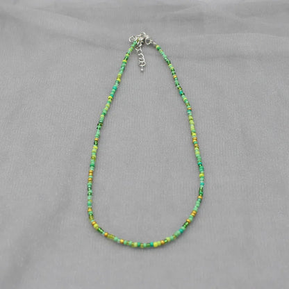 Handmade Rainbow Seed Beads Simple Choker Necklace Candy Color Neck Chain Women's Wild Sweet Colorful Collar Jewelry