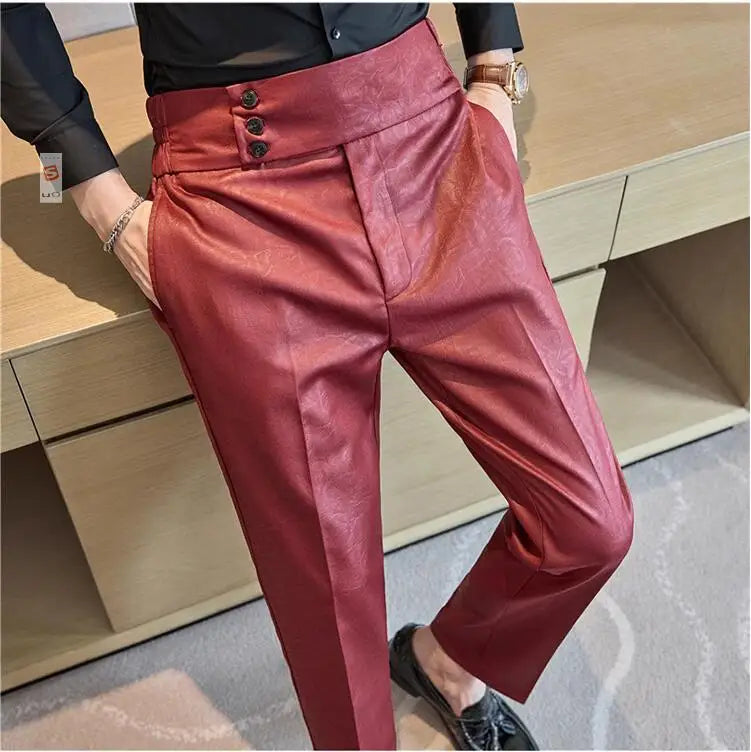 Men Boutique Bright Jacquard Suits Pants Male Formal Wear Trousers Quality Men Business Casual Pants High Waisted Suit Trousers