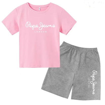 Kids Summer T-shirt Boys Girls Toddler Clothes Charming Letter Print 3-12Y Short Sleevd + Shorts Sports Brand Fashion Casual Set