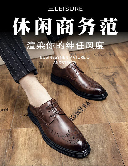 High Quality Mens Shoes 2026 New British Style High-End Leather Shoes Formal Business Wedding Groom Derby Shoes Hot Selling Shoe