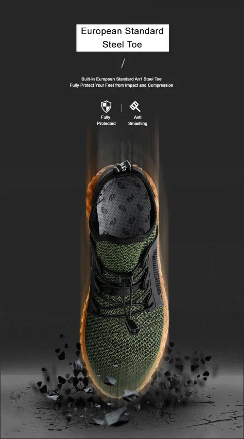 Work Sneakers Men Safety Shoes Construction Steel Toe Work Safety Boots Men Shoes Anti-puncture Work Summer Shoes Breathable