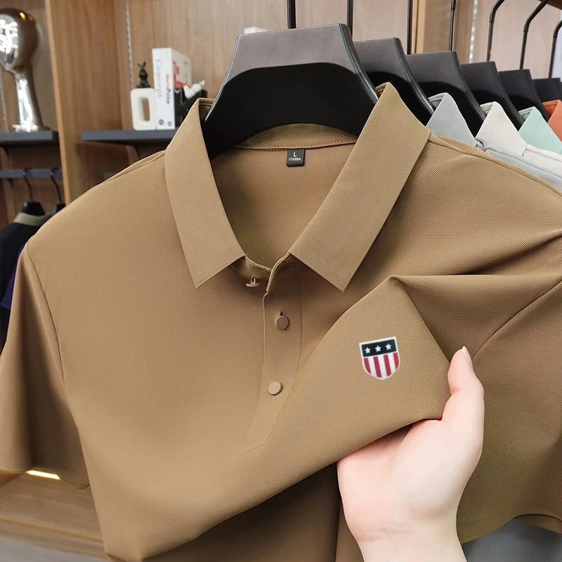 New Polo Shirt For Man Summer Short Sleeves Lapel Printing Trend Brand T-Shirt Business Leisure Ventilate Versatile Men's Wear