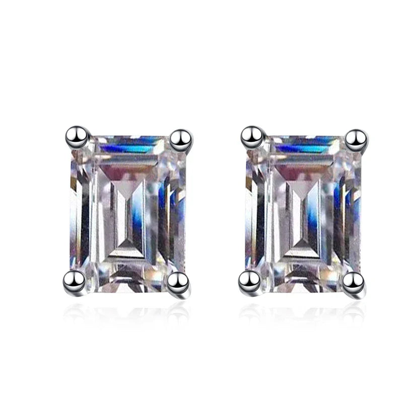 0.5-2CT Emerald/Radiant Cut Moissanite Stud Earrings for Women Lab Grown Diamond Jewelry Wedding S925 Sterling Silver GRA