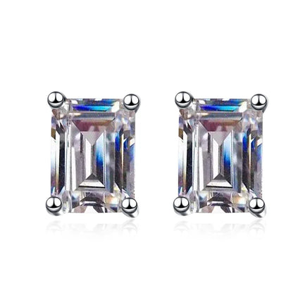 0.5-2CT Emerald/Radiant Cut Moissanite Stud Earrings for Women Lab Grown Diamond Jewelry Wedding S925 Sterling Silver GRA