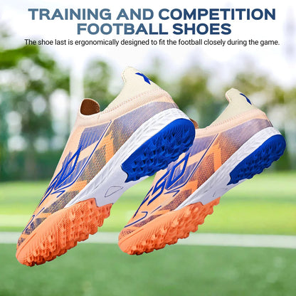 TF Football Shoes Kids Boys Girls PU Upper Durable Rubber Sole Anti-slip Wear-resistant Training Sneakers