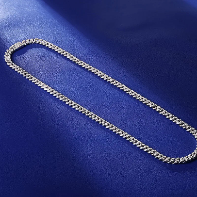 Sparkling Real Full Moissanite Cuban Chain Bracelet for Men Women 8mm S925 Sterling Silver Hip Hop Diamond Link Bracelets
