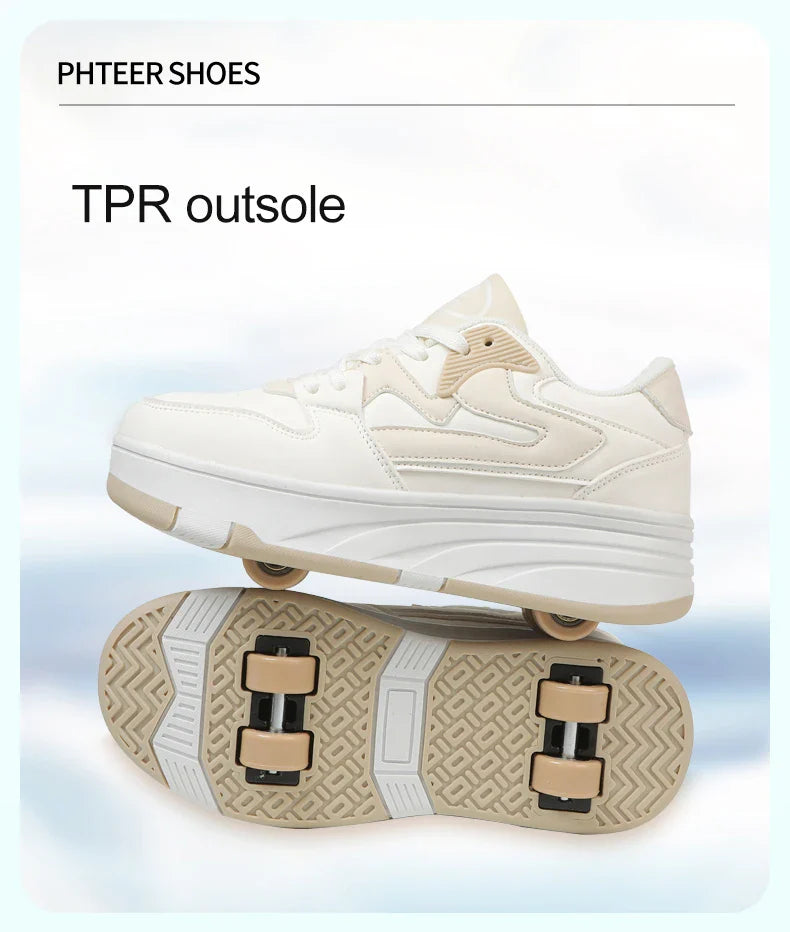 Roller Skate Shoe Walking Shoes With Four-wheel Student Sports Pulleys Walking Shoes With Wheels Summer Spring Kids Sneakers