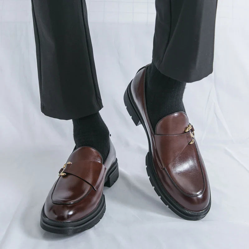 Men's Leather Loafers Slip On Office Casual Business Leather Shoes For Men Wedding Oxford Shoes Male Party Formal Derby Shoe Man