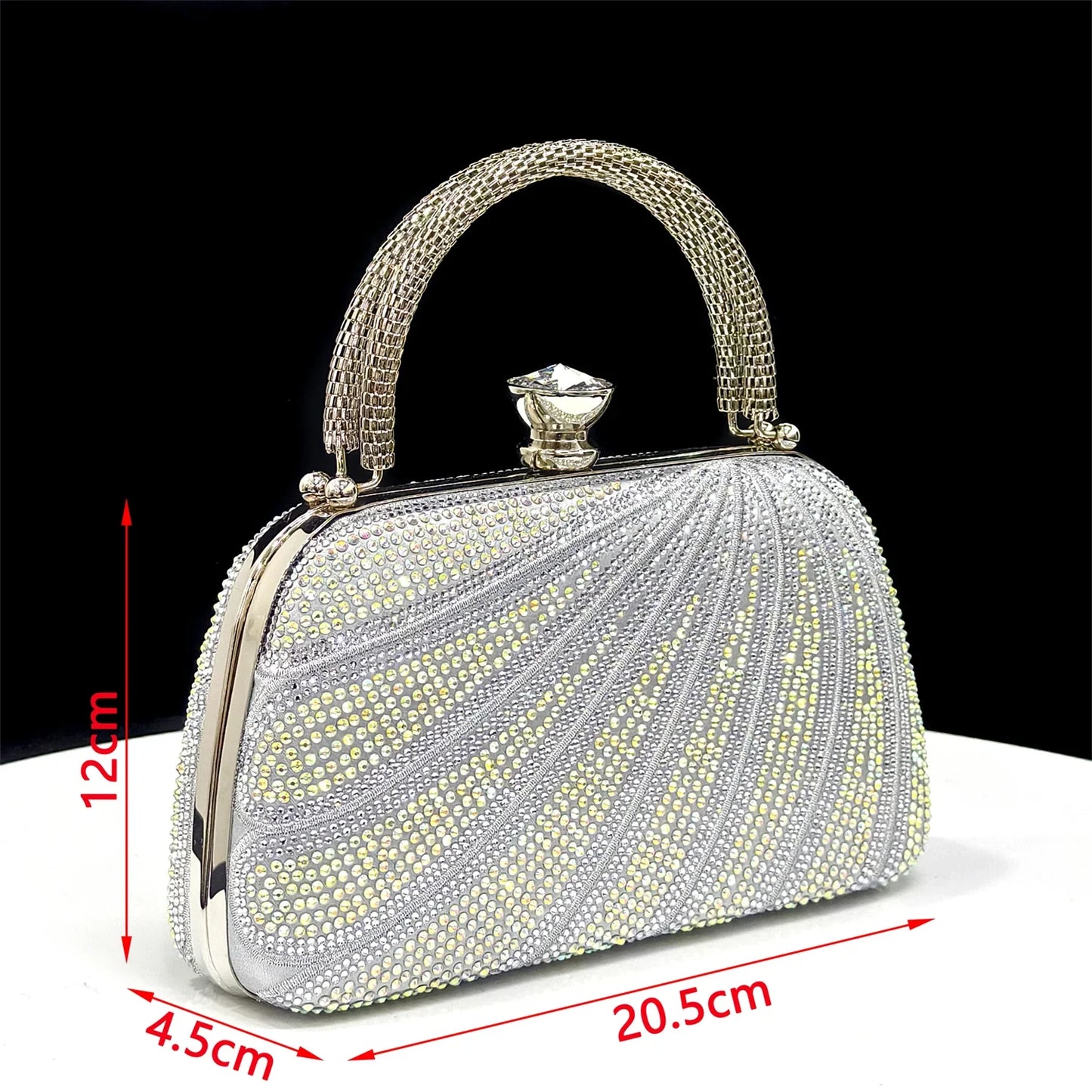 New Green Colour Pointed-Toe Diamond-Studded Party Women's High Heels Gorgeous Parties Shoes and Bag to Match