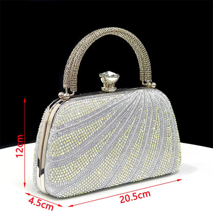 New Green Colour Pointed-Toe Diamond-Studded Party Women's High Heels Gorgeous Parties Shoes and Bag to Match